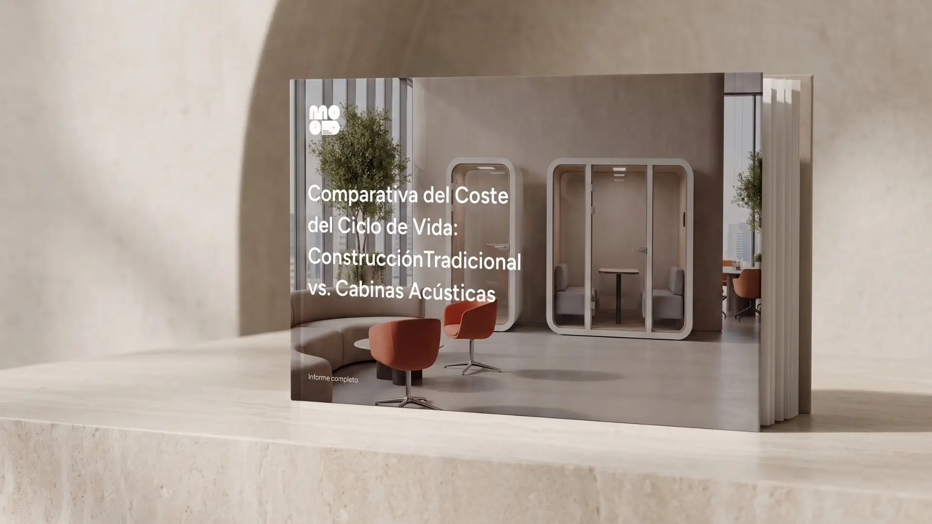 Portada del informe «Comparativa del Coste del Ciclo de Vida: Construcción Tradicional vs. Cabinas Acústicas»