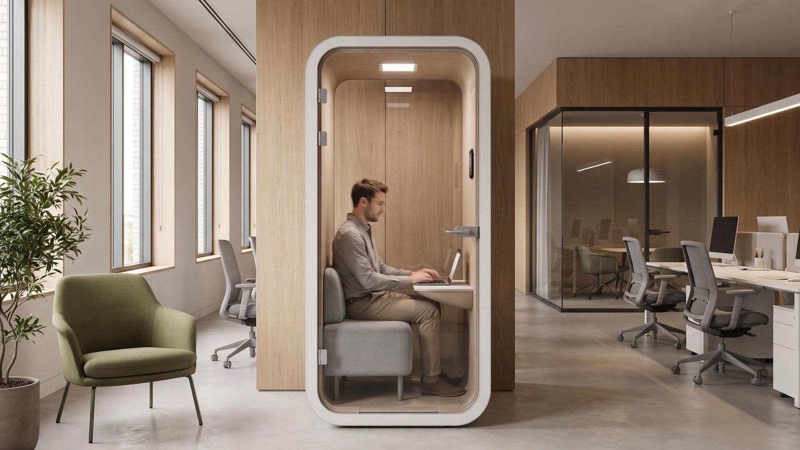 MOOD Hybrid Cabina Acustica MOOD Color Blanco Imagen de Ambiente 8 MOOD furniture ES - MOOD Hybrid Cabina Acustica MOOD Color Blanco Imagen de Ambiente 8 MOOD furniture ES